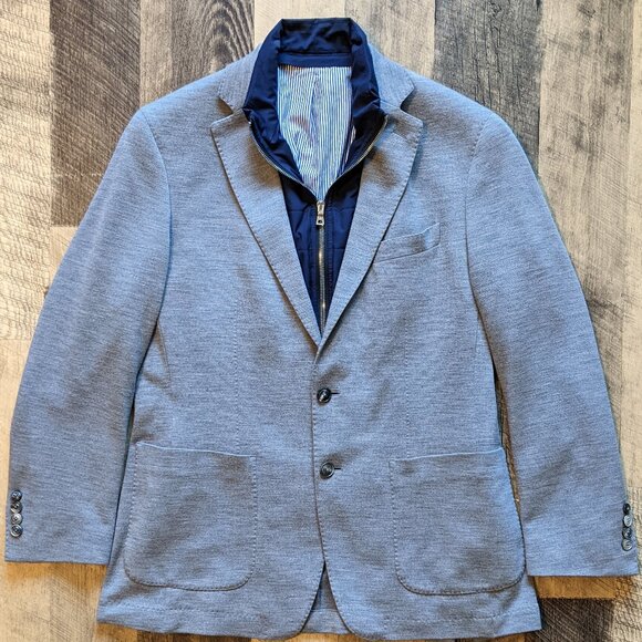 Peter Millar Collection Blazer Gray Wool Jacket 40R w/ Detachable Dickey - Picture 1 of 10